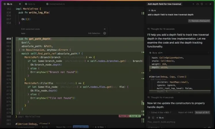 Editor de código con IA llamado Cursor.