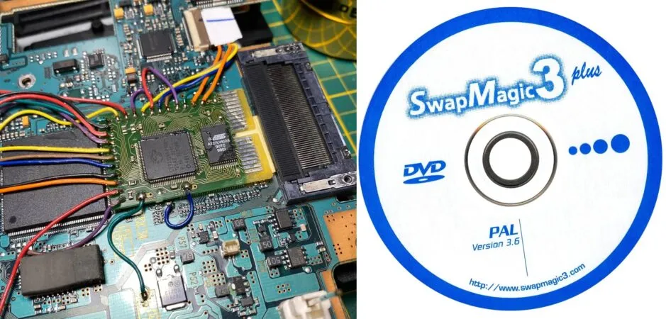 PS2 modchip y Swap disc, hacks conocidos en la época.