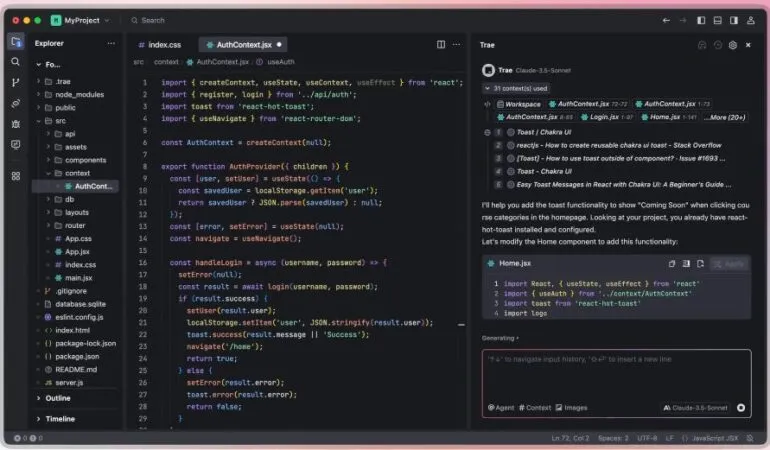 Trae, un editor de código con IA.
