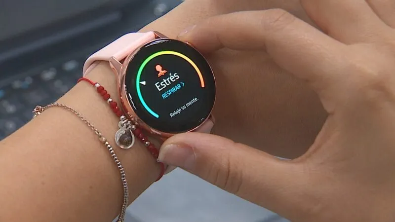 Un Smartwatch mostrando el nivel de estrés.